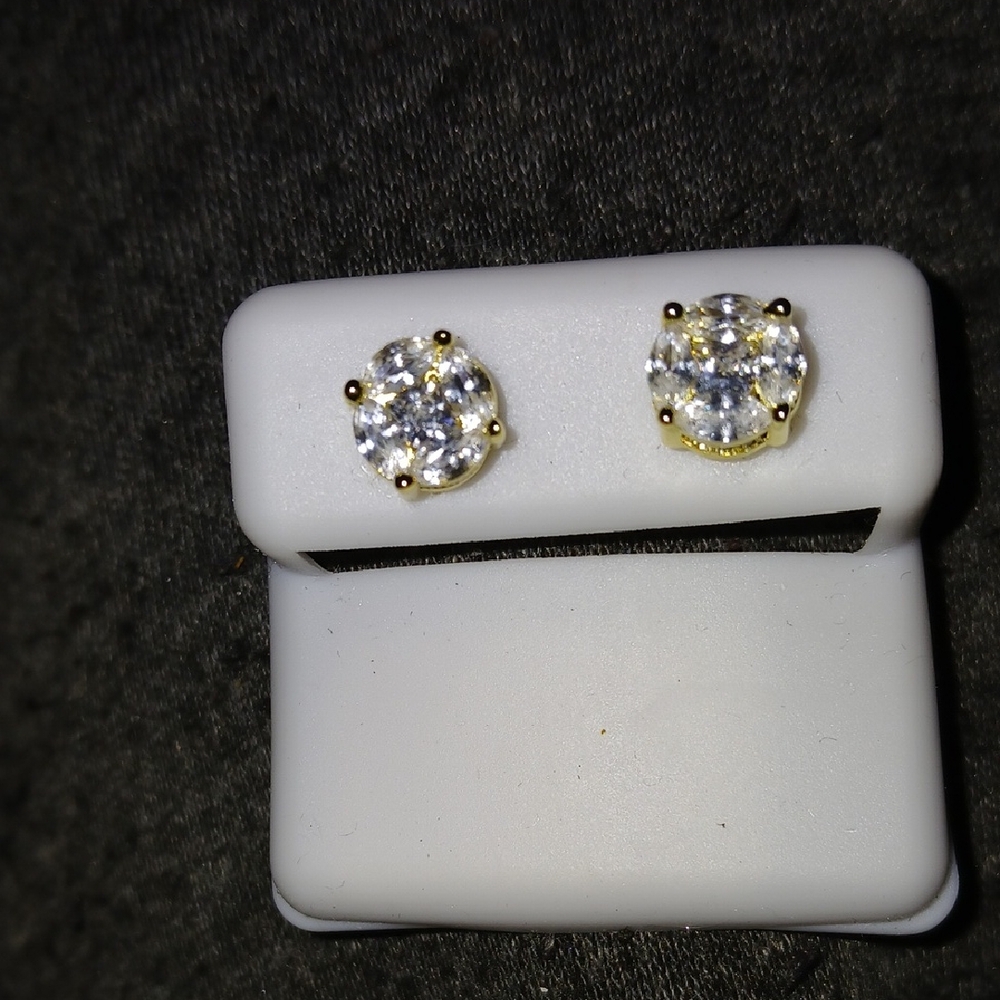Gold and Silver Crystal Stud Earrings